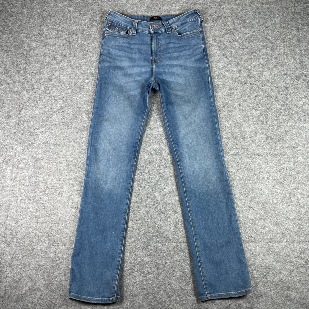 True Religion Jeans Womens 31 (Fits 31x32) Blue Billie Mid Rise Straight Leg